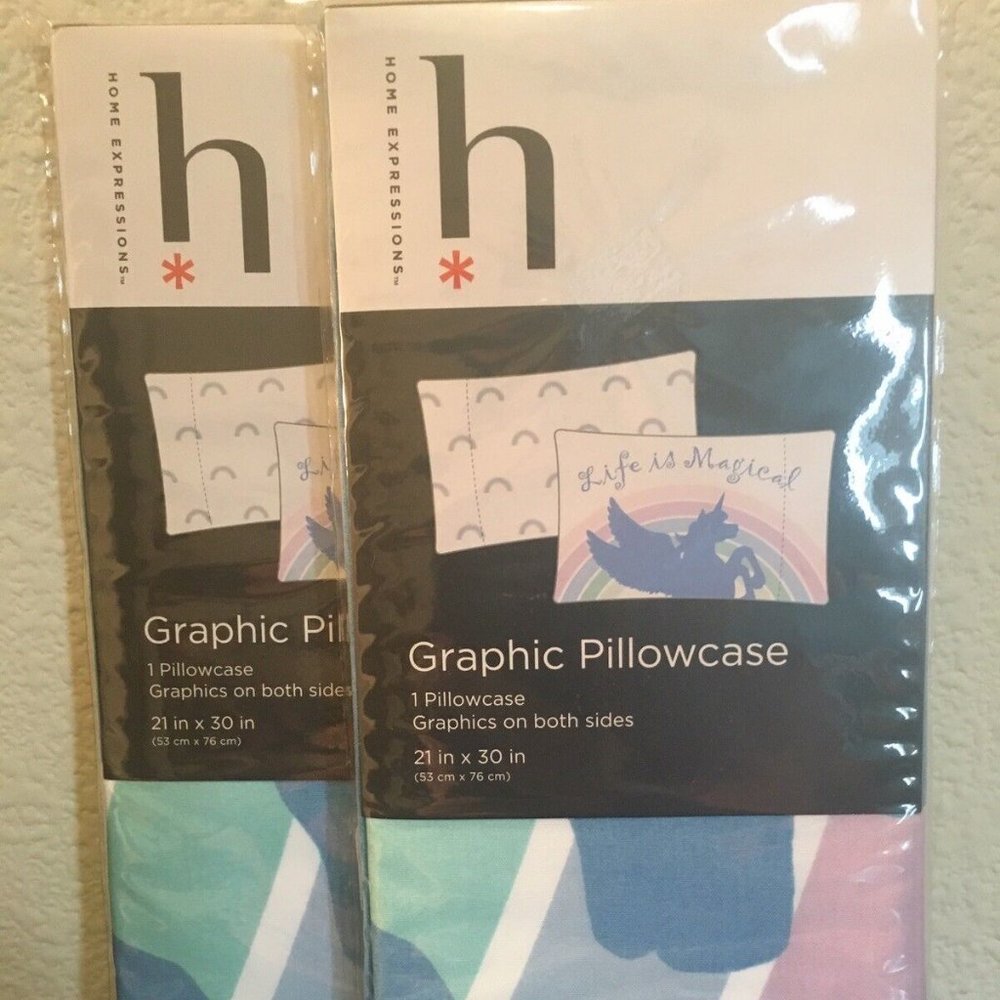 New Set Of 2 Unicorn Bed Pillowcases Standard/Queen Home Essentials